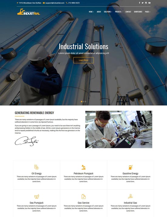 șablon html pentru soluții de fabrică industrială