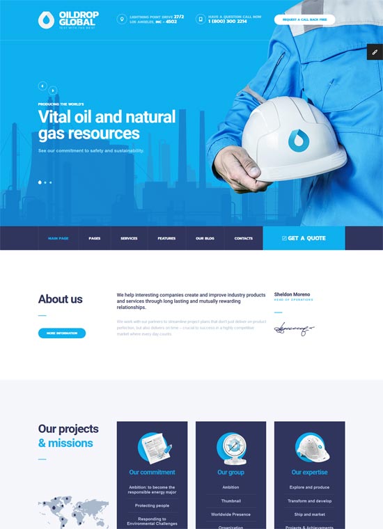 Șablon html industrial oildrop petrol