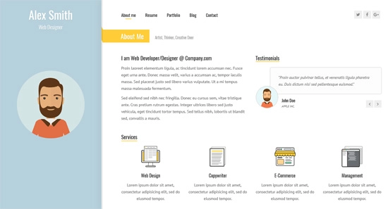 Sunshine Responsive VCard-Lebenslauf-Vorlage