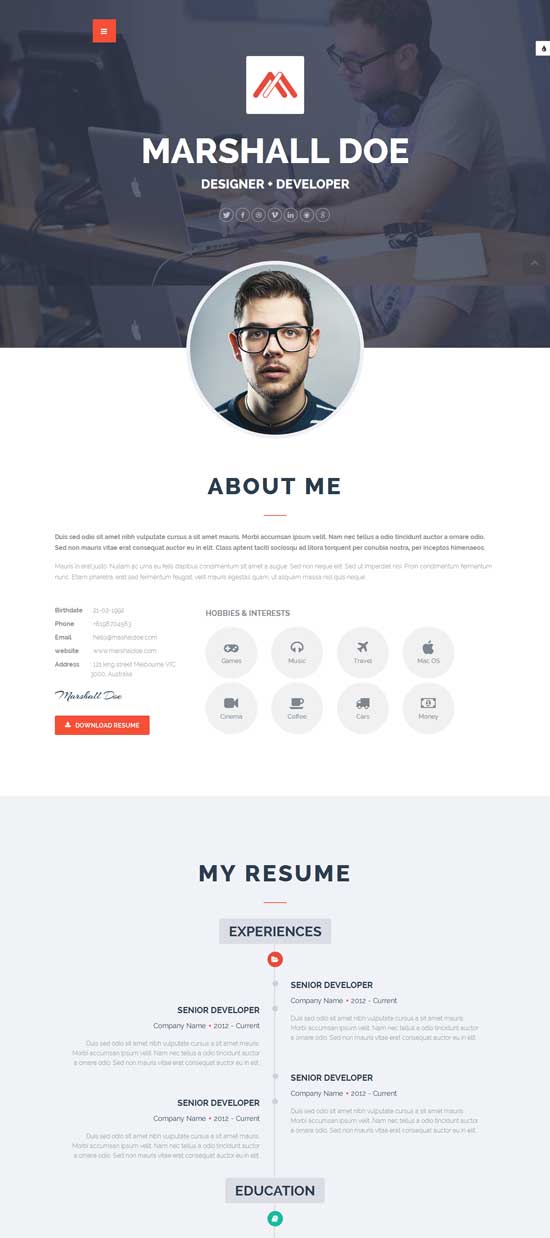 Responsive-Personal-Resume-Vorlage