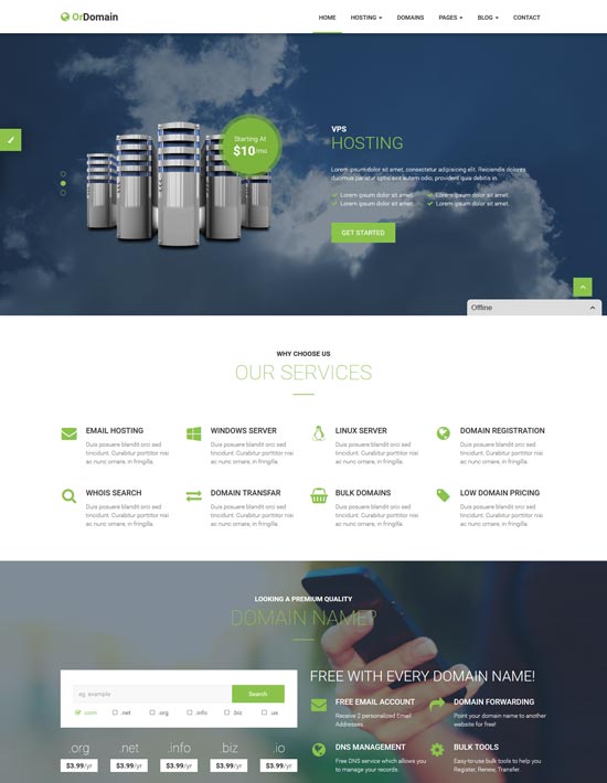 ordomain html5 whmcs Hosting-Vorlage