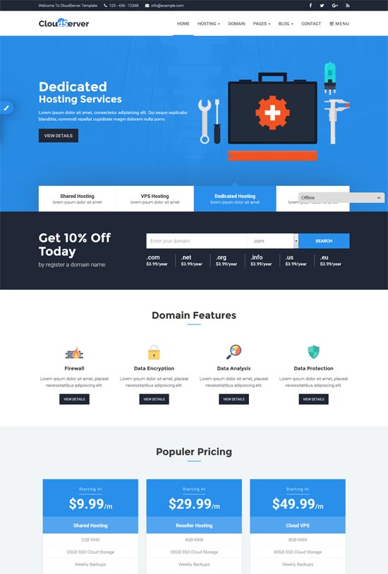 cloudserver html5-technologie-webhosting-vorlage