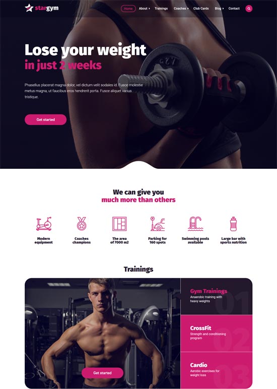 stargym spor salonu fitness html5 paralaks şablonu