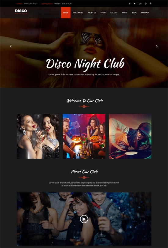 HTML-Vorlage für Disco-Nachtclubs