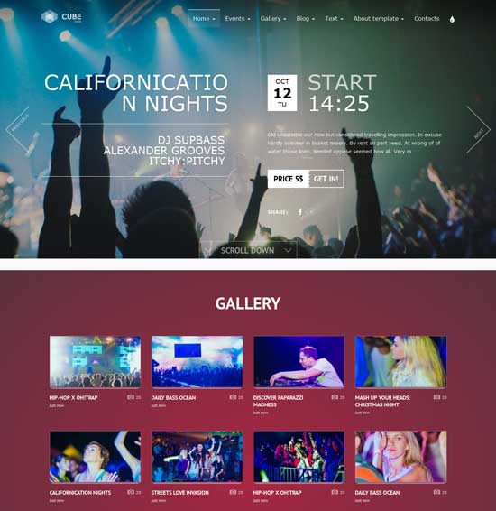 Club Cube - Responsive HTML5-Vorlage für Nachtclubs