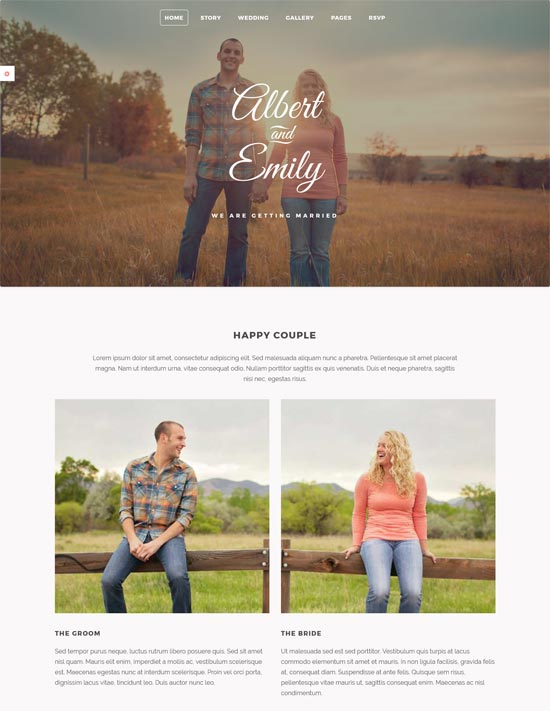 Responsive HTML-Hochzeitsvorlage heiraten
