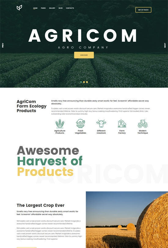 modèle html pour l'agriculture agricom