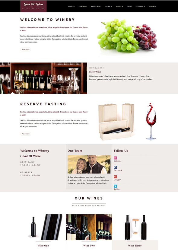 Good Ol` Wine - Thème WordPress pour vins et vignobles
