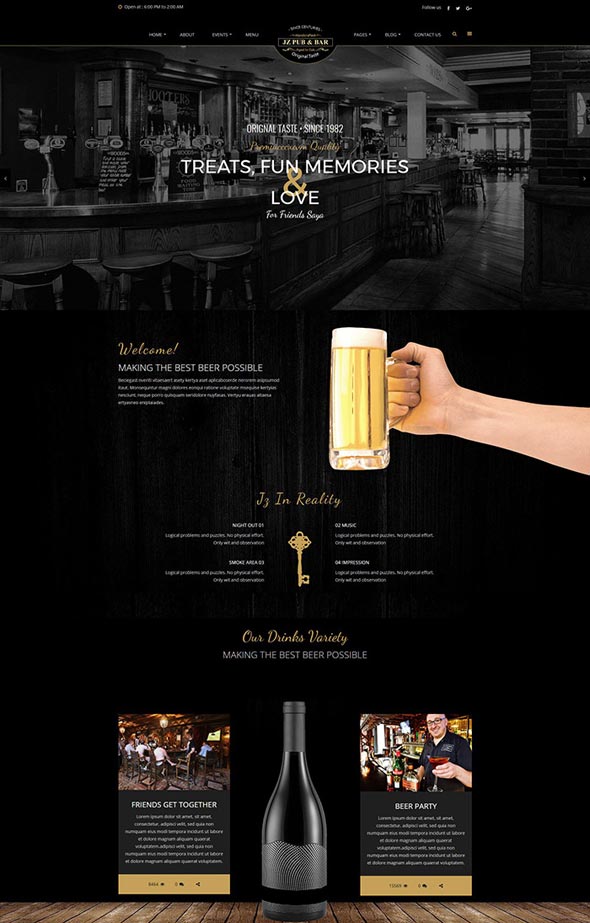 Thème WordPress pour pub et bar Jz