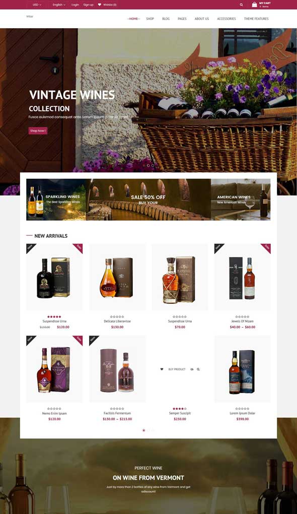 thème wordpress wibar winery woocommerce