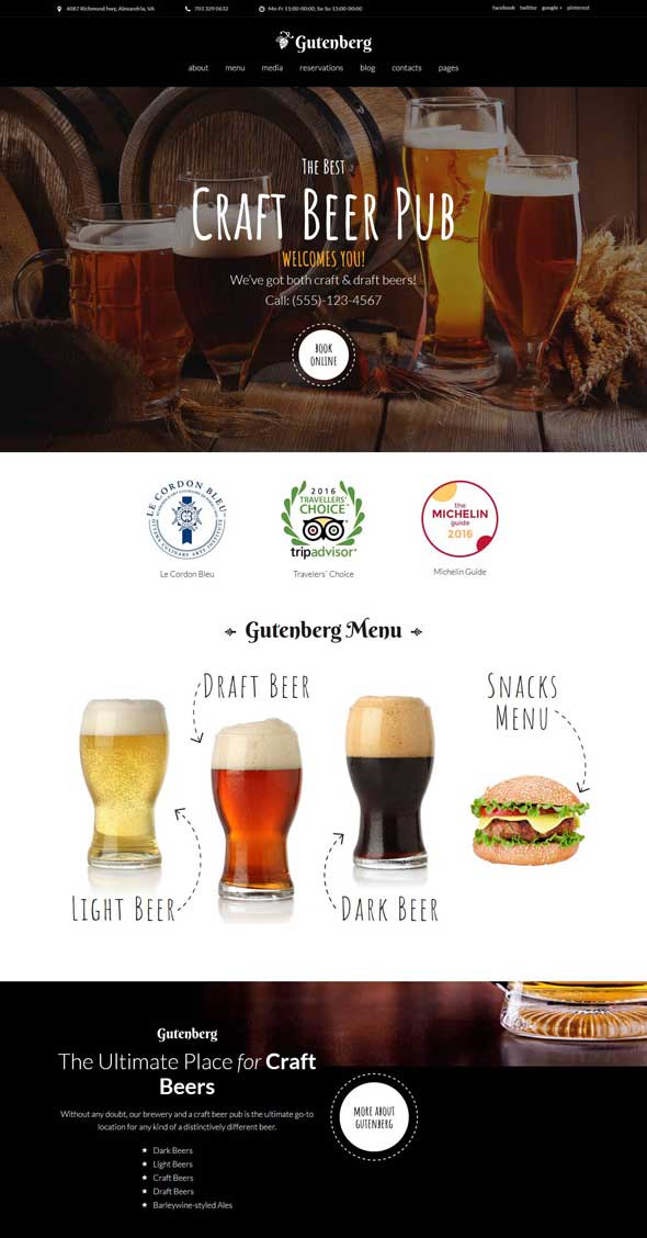thème de la brasserie de pub de bière gutenberg
