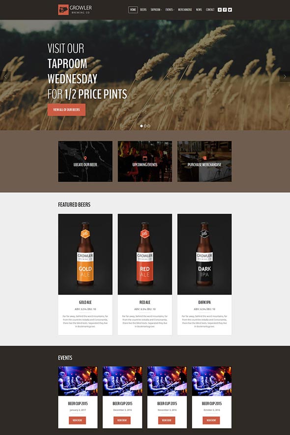 Growler - Thème WordPress de la brasserie
