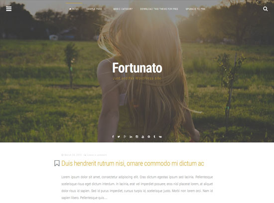 Fortunatoモダン＆最小限の無料フルスクリーンWordPressテーマ