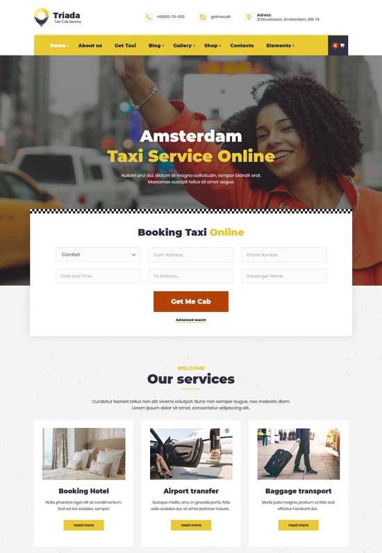 triada taksi hizmeti wordpress.