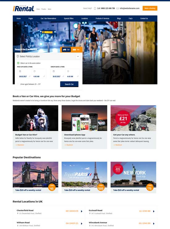 Hızlı kiralık araçlar wordpress teması rezervasyonu.