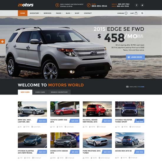 motyw WordPress dla dealerów samochodowych