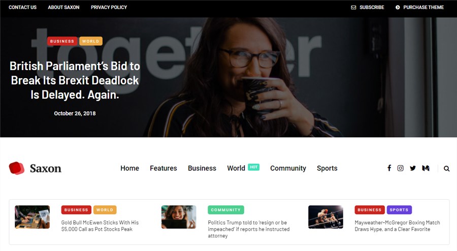 WordPress 最佳撒克逊人的报纸模板