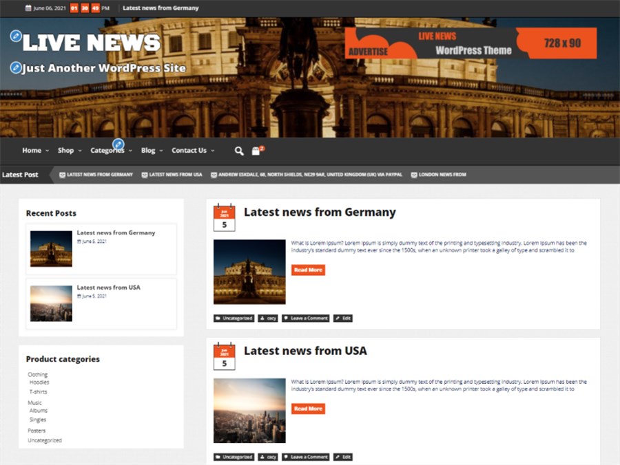 WP Live News 报纸的最佳免费主题