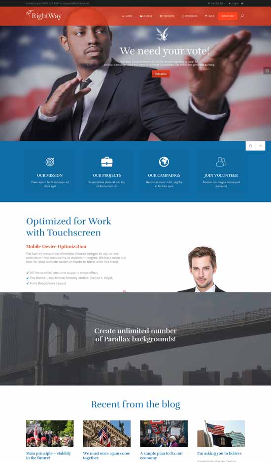 WŁAŚCIWA DROGA nowoczesny motyw polityczny WordPress