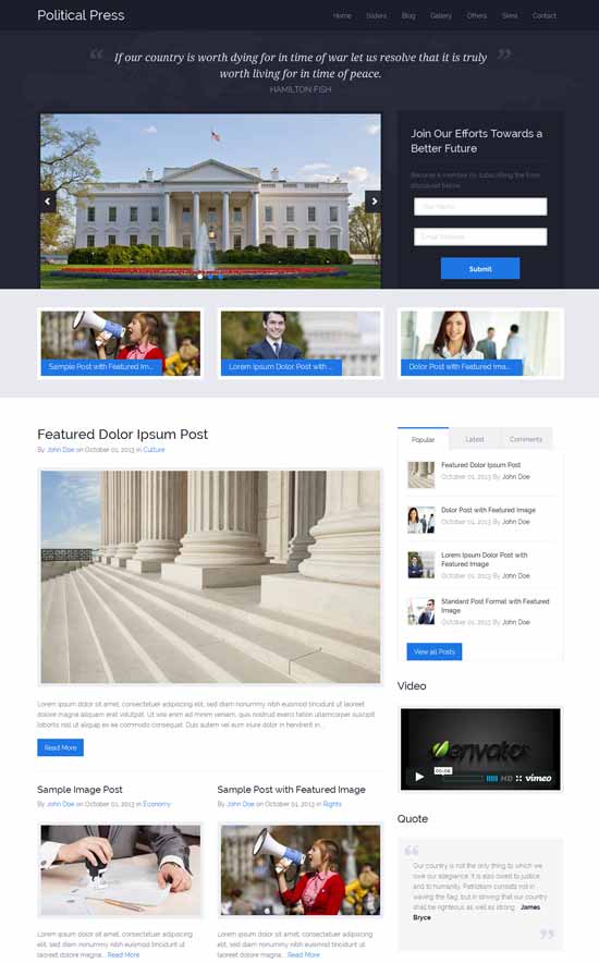 Motyw WordPress zorientowany na prasę polityczną dla polityki