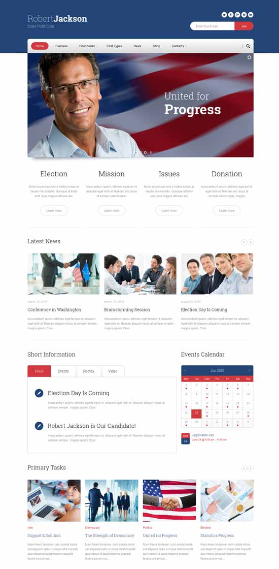 Polityka czysta motyw polityczny WordPress