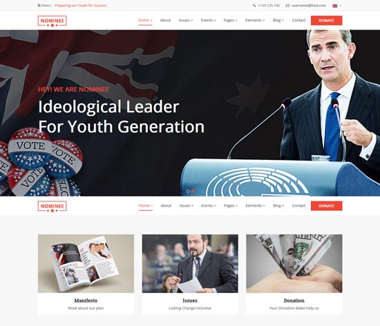 nominowany przywódca polityczny motyw WordPress