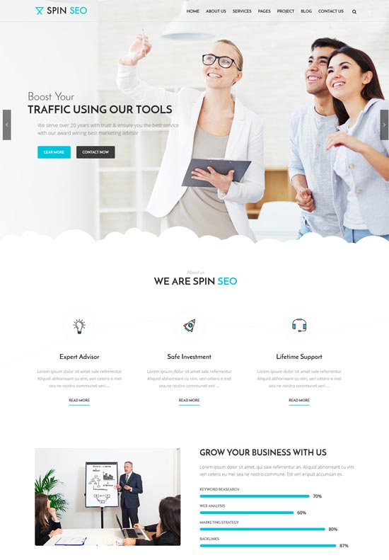spin seo business wordpress tema