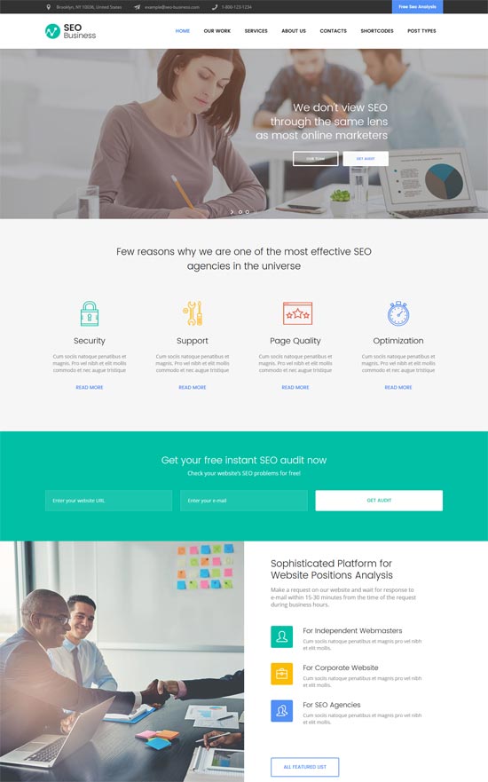 seo business seo social media wordpress tema