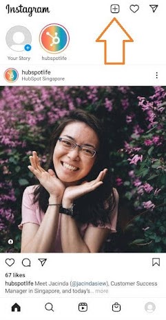Jak publikować na Instagramie krok 1: dotknij ikony + u góry ekranu