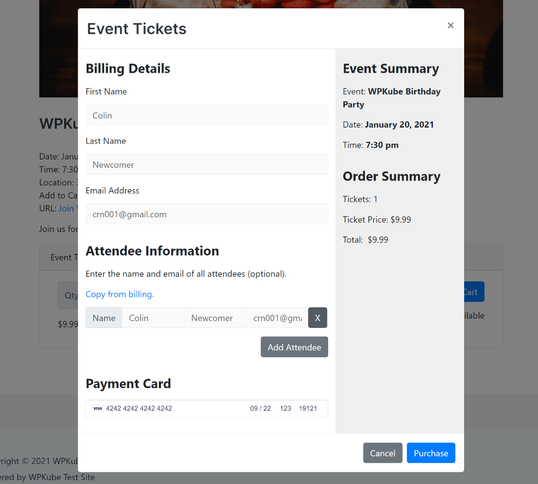 Kotak pembayaran tiket acara