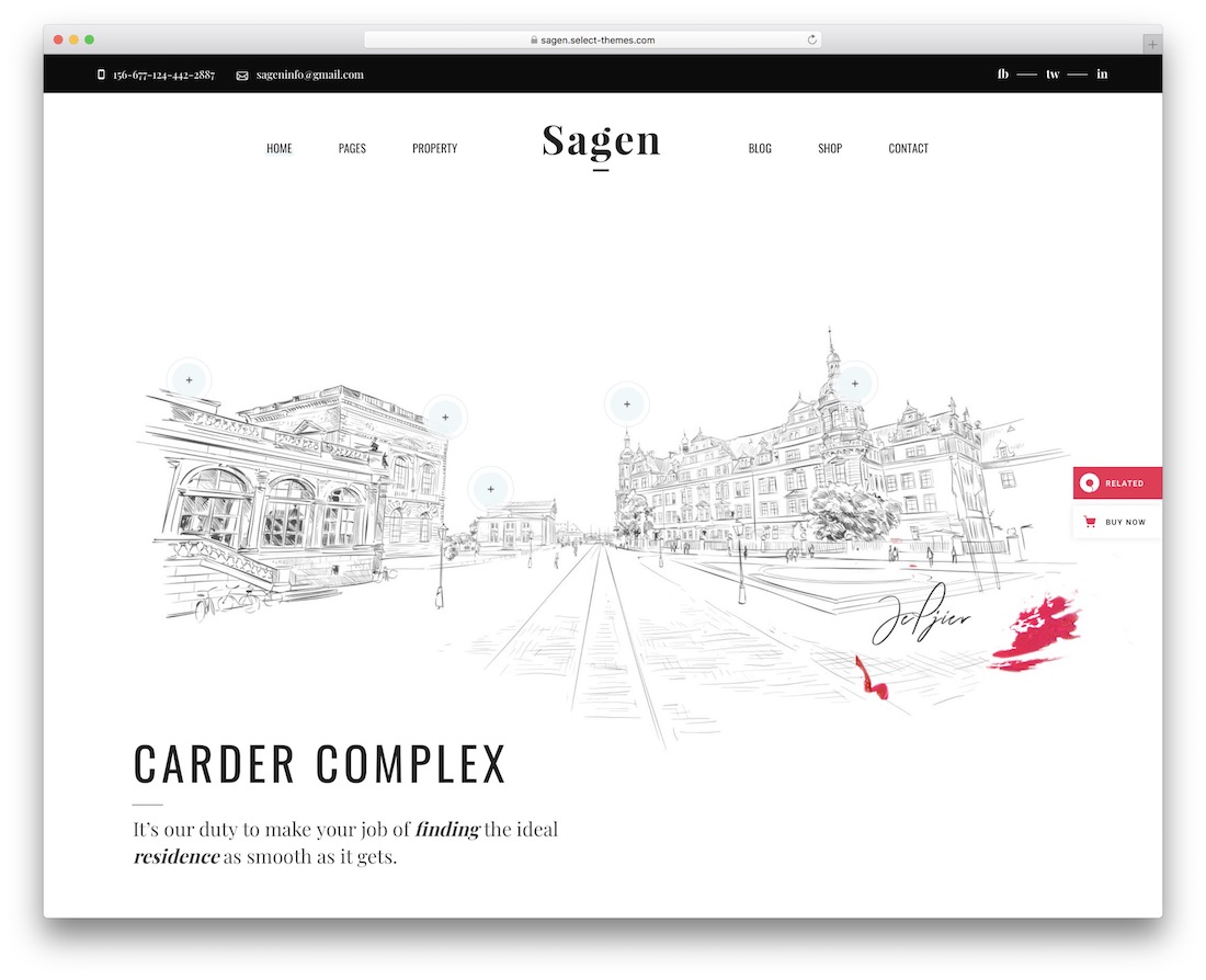 Sagen 단일 속성 WordPress 테마