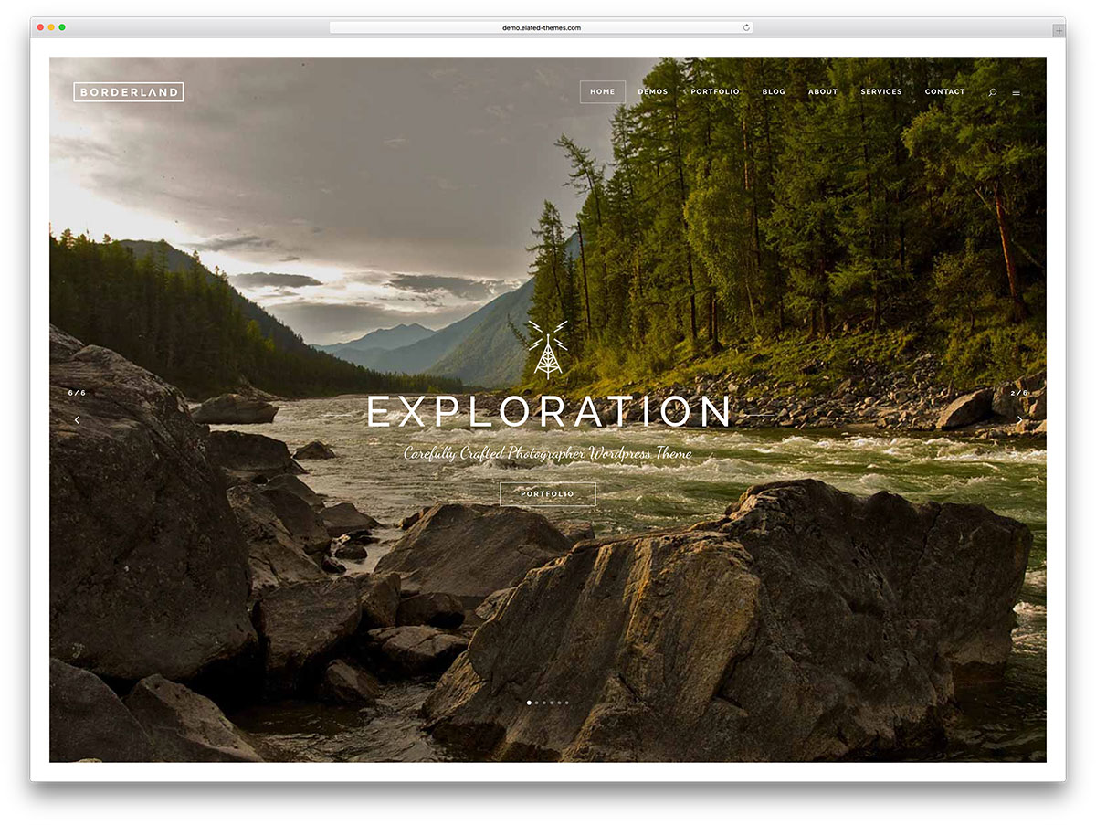 Tema portofolio fotografi vintage Borderland