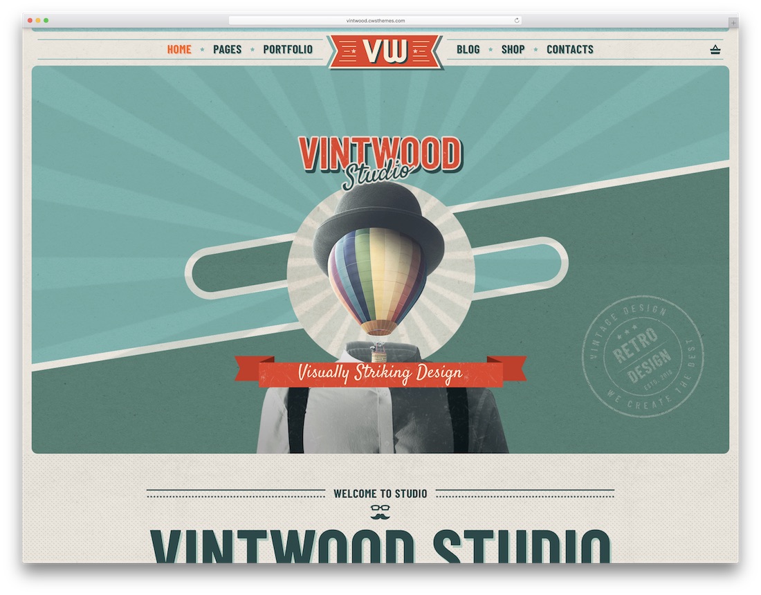 tema wordpress gaya retro vintage vintwood