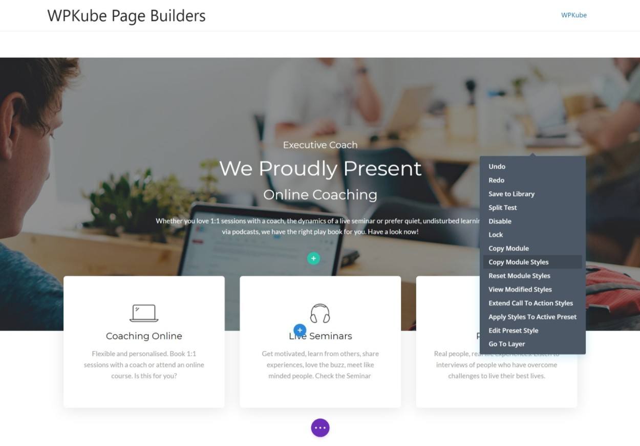 Divi Builder arayüzü