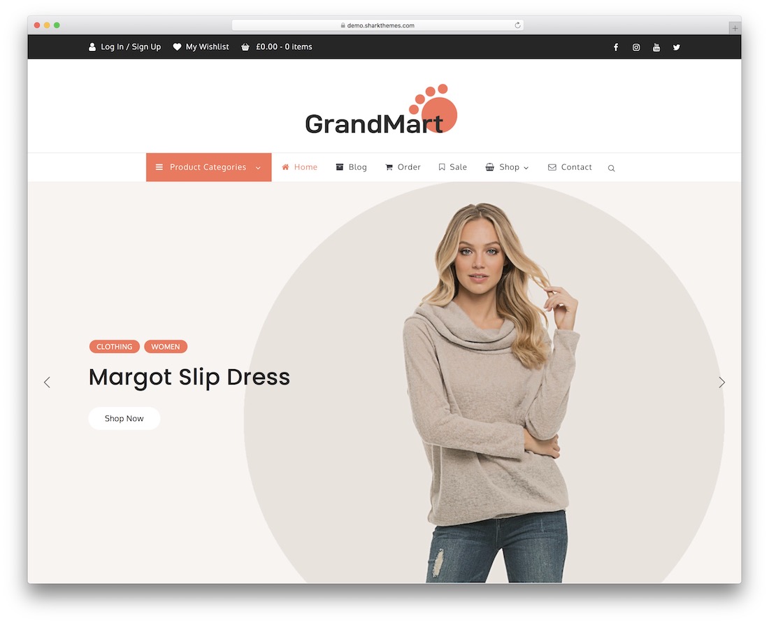 Grandmart 免費電子商務 wordpress 主題