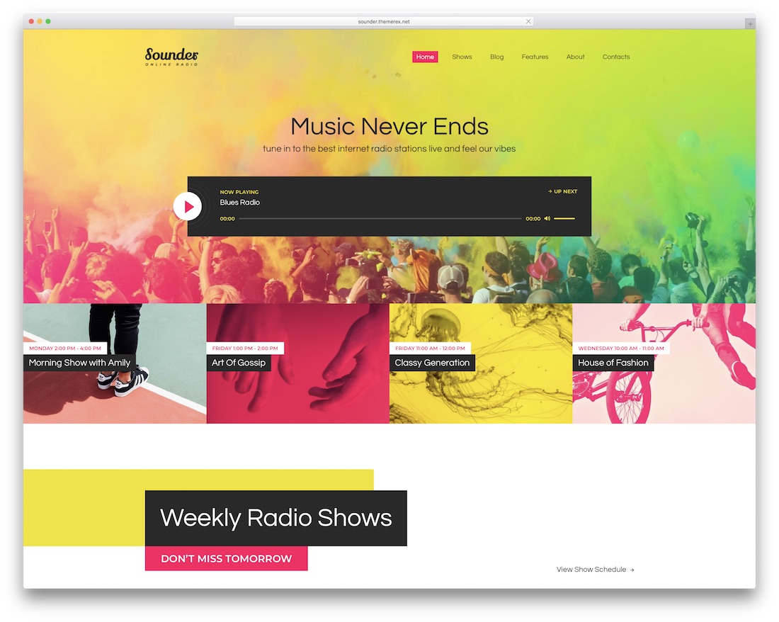 thème de la station de radio sounder wordpress