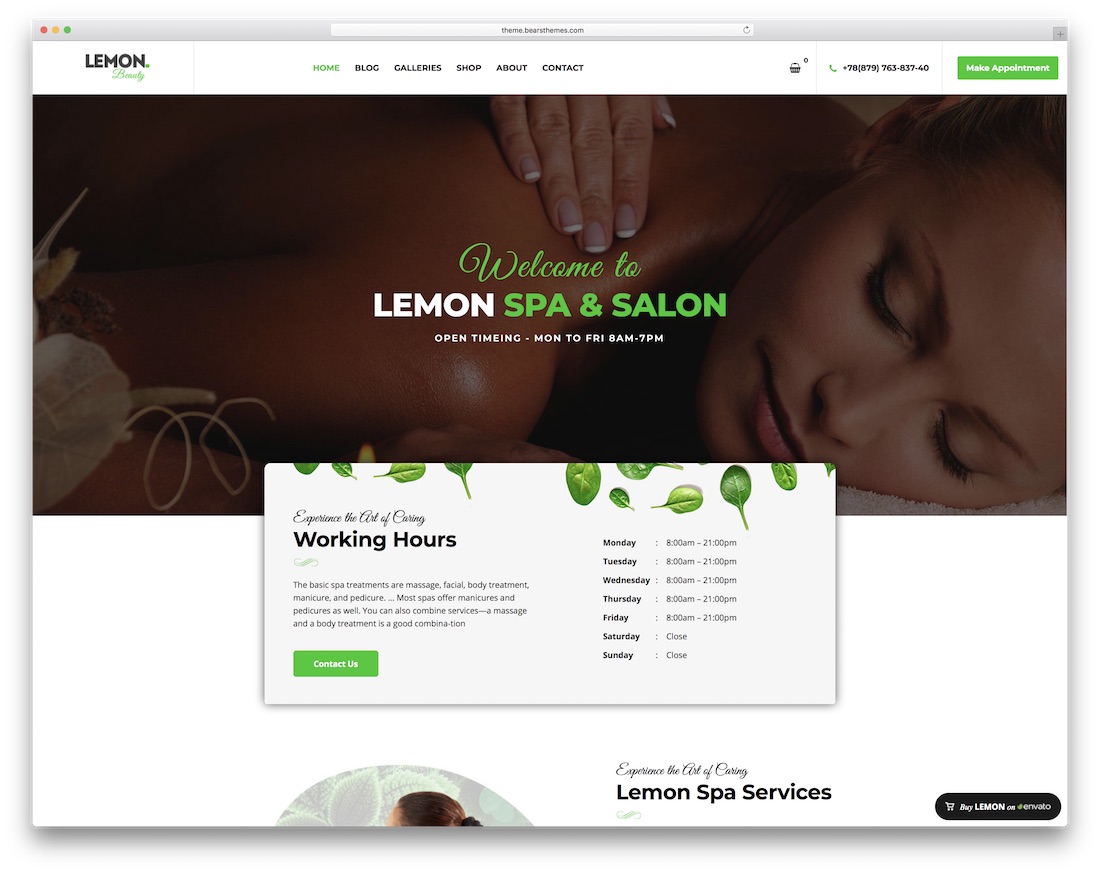 limon spa masaj salonu wordpress teması.