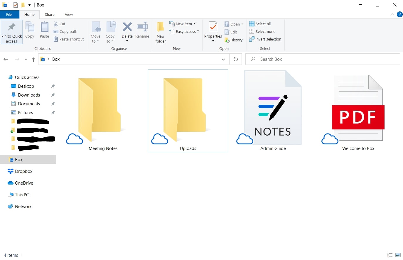 Interface de usuário do Windows do Box for Business