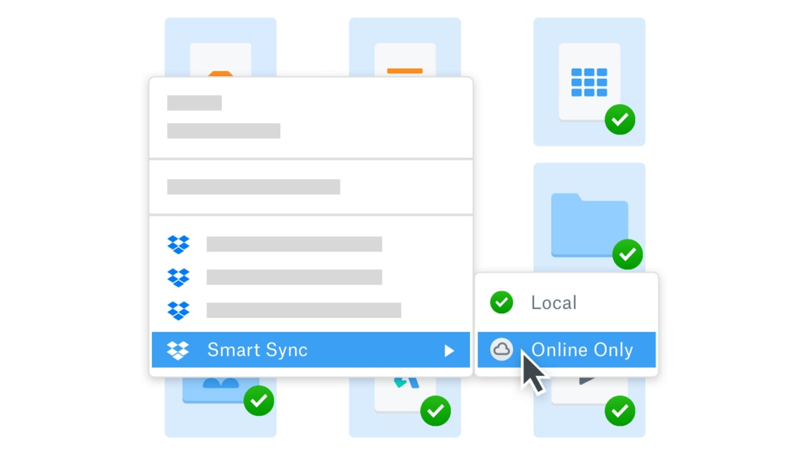 Demonstração do recurso Smart Sync do Dropbox