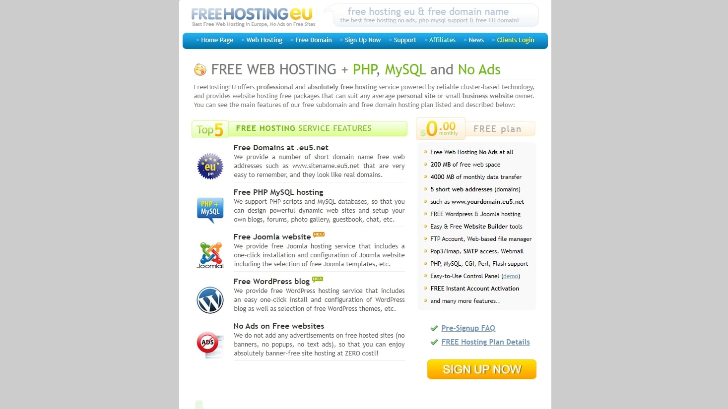 Meilleur hébergement web gratuit