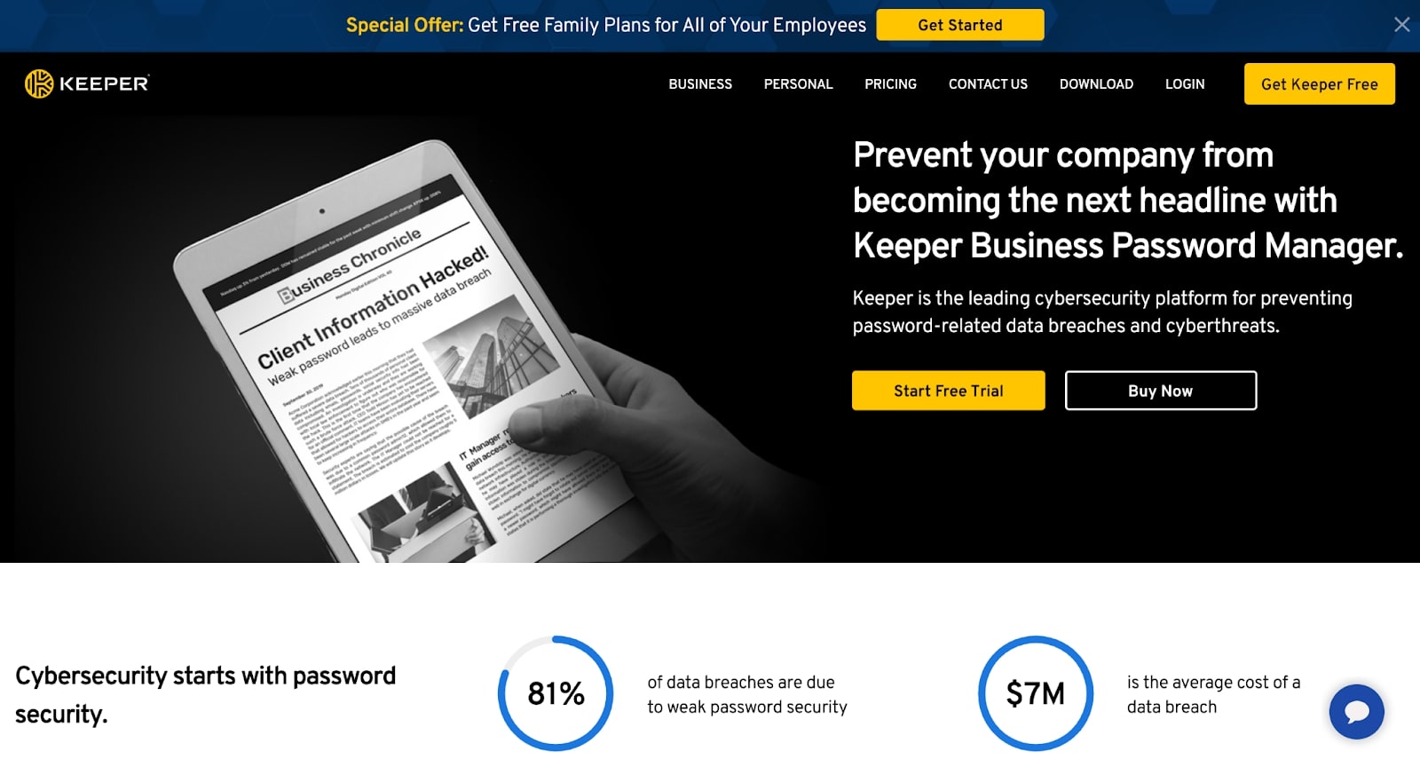 ビジネスに最適なパスワードマネージャー-Keeperのホームページ