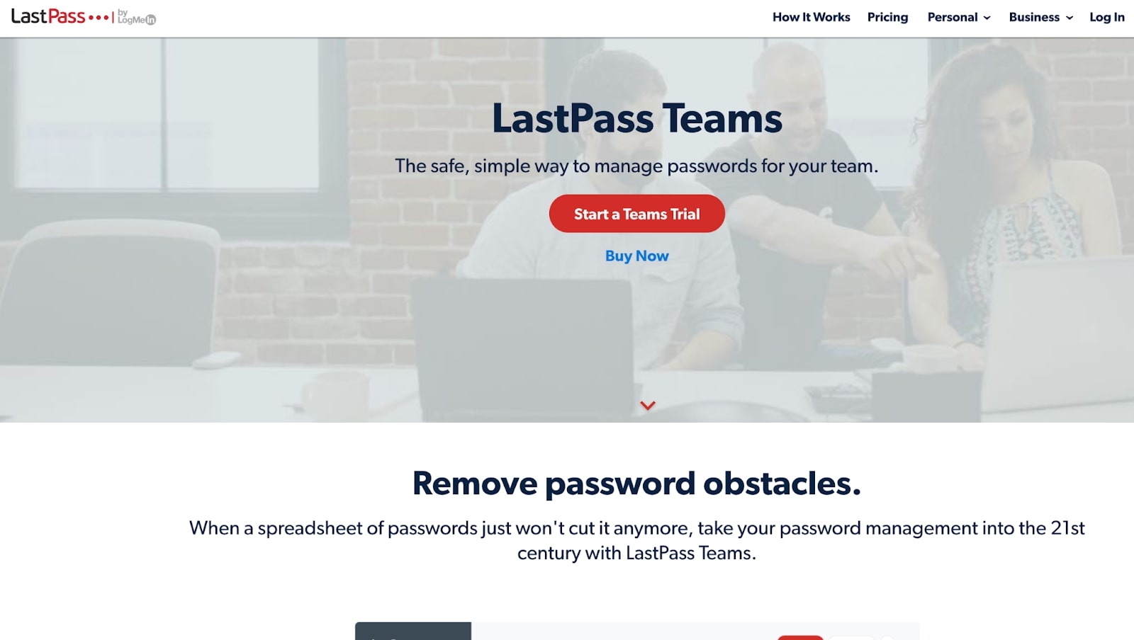 ビジネスに最適なパスワードマネージャー-LastPassのビジネスWebページ