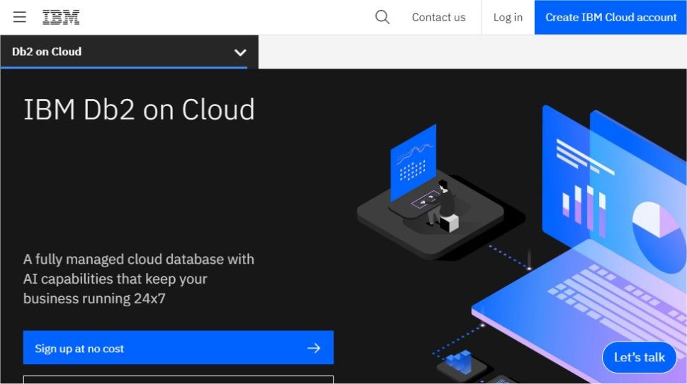 ภาพหน้าจอเว็บไซต์สำหรับ IBM Db2 บน Cloud