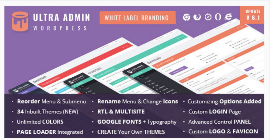 Tema de administração Ultra WordPress WordPress CodeCanyon