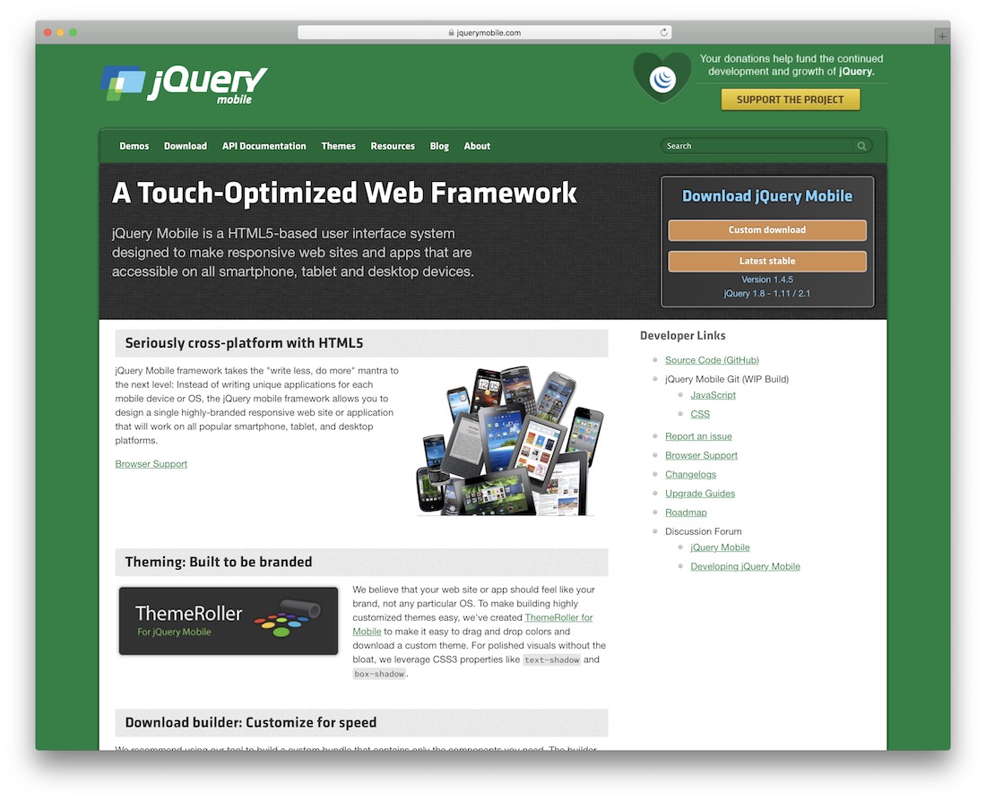 estrutura html5 móvel jquery