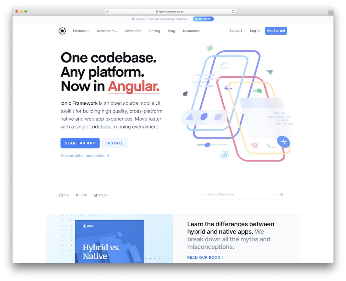 estrutura html5 iônica com angular