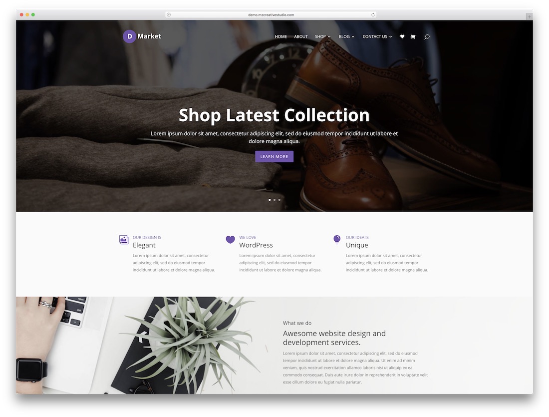 d-market ecommerce divi child tema