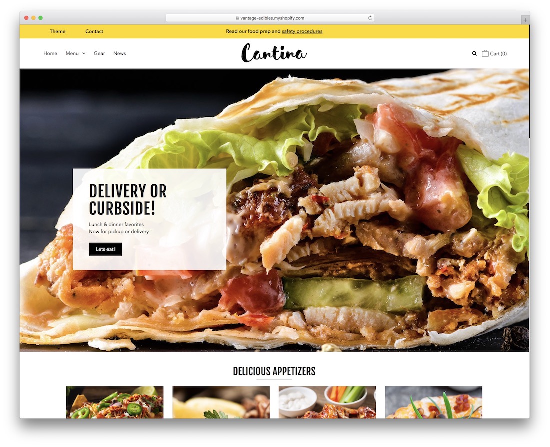 Vantaggio Shopify tema del ristorante