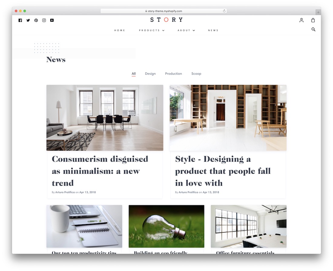 ストーリーshopifyブログのテーマ