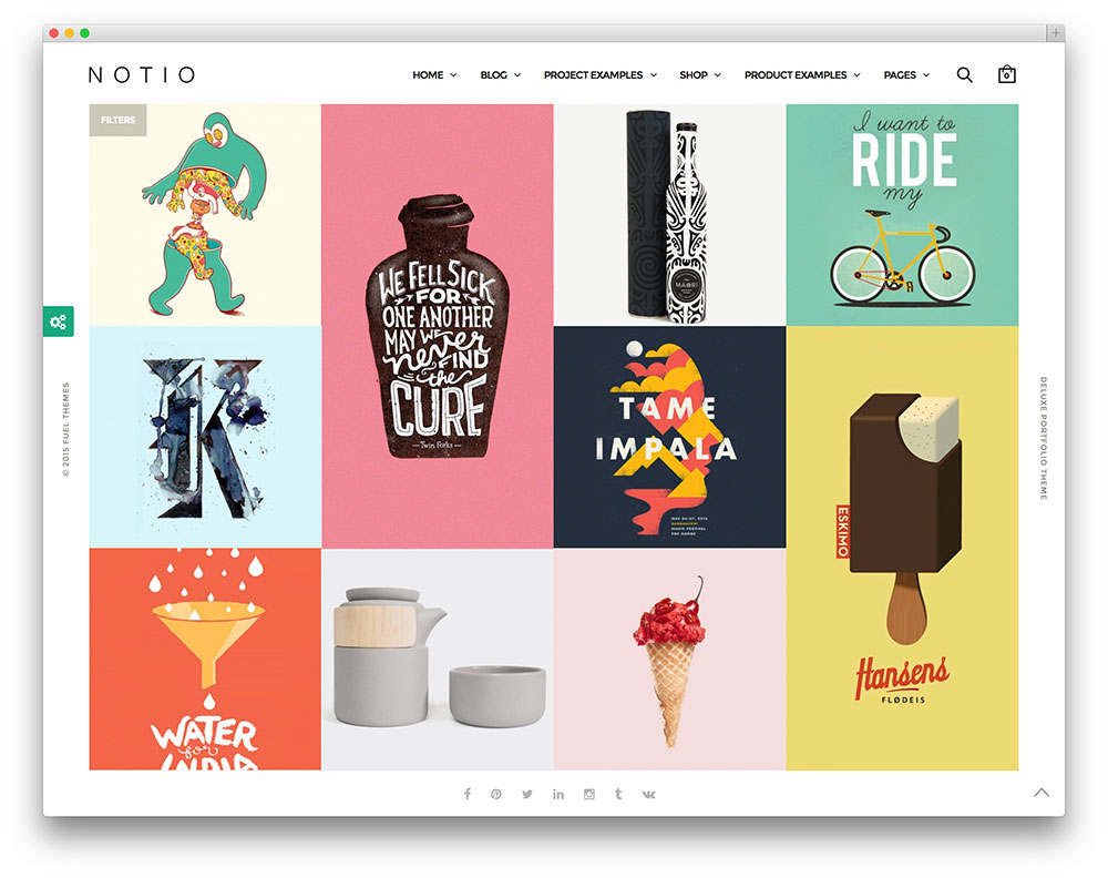 notio czysty minimalny motyw portfolio